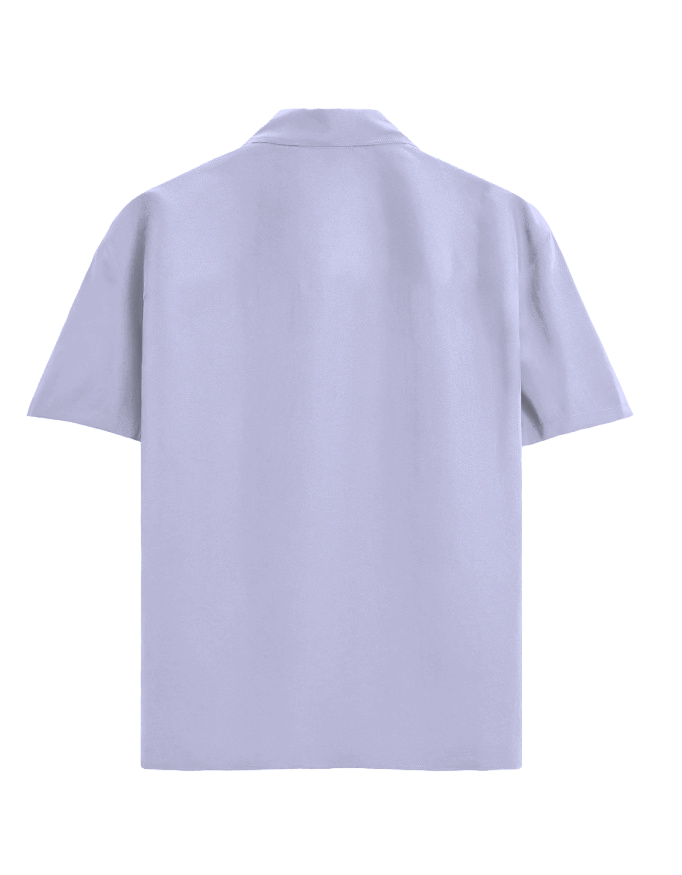 A light lavender short-sleeve polo shirt shown from the back