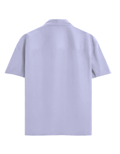 A light lavender short-sleeve polo shirt shown from the back