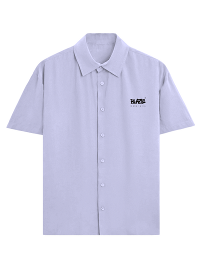 Light purple shirt with a logo on a white background