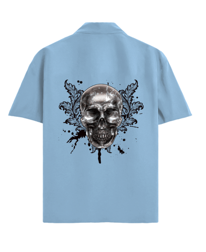 Light blue oversized shirt with a skull design on the back